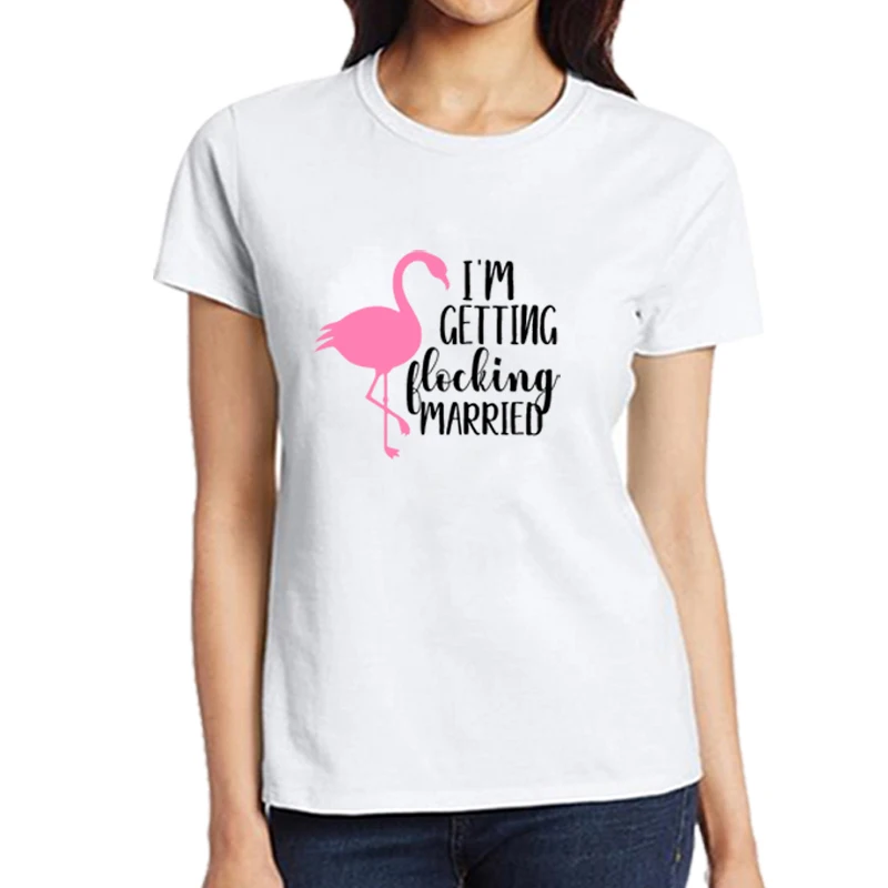 Женские вечерние футболки с принтом фламинго женские хипстерские Let's Get Camiseta