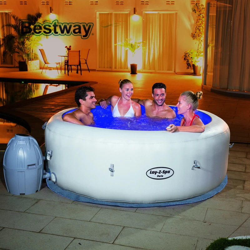 54148 Bestway 7" x 26"/196x66 см Палм-Спрингс AirJet надувная ванная набор большой круглый толстый надувной семейный бассейн для 4-6