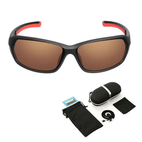 Brown lens case Поляризационные спортивные солнцезащитные очки для мужчин и женщин, очки для бейсбола, бега, велоспорта, рыбалки, вождения, TR90, для гольфа, туризма, охоты, лыжных очков - Цвет: Brown lens case