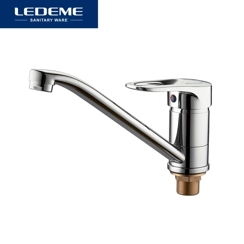 LEDEME Смеситель для кухни с гайкой латунь Цвет: хром L4904| |