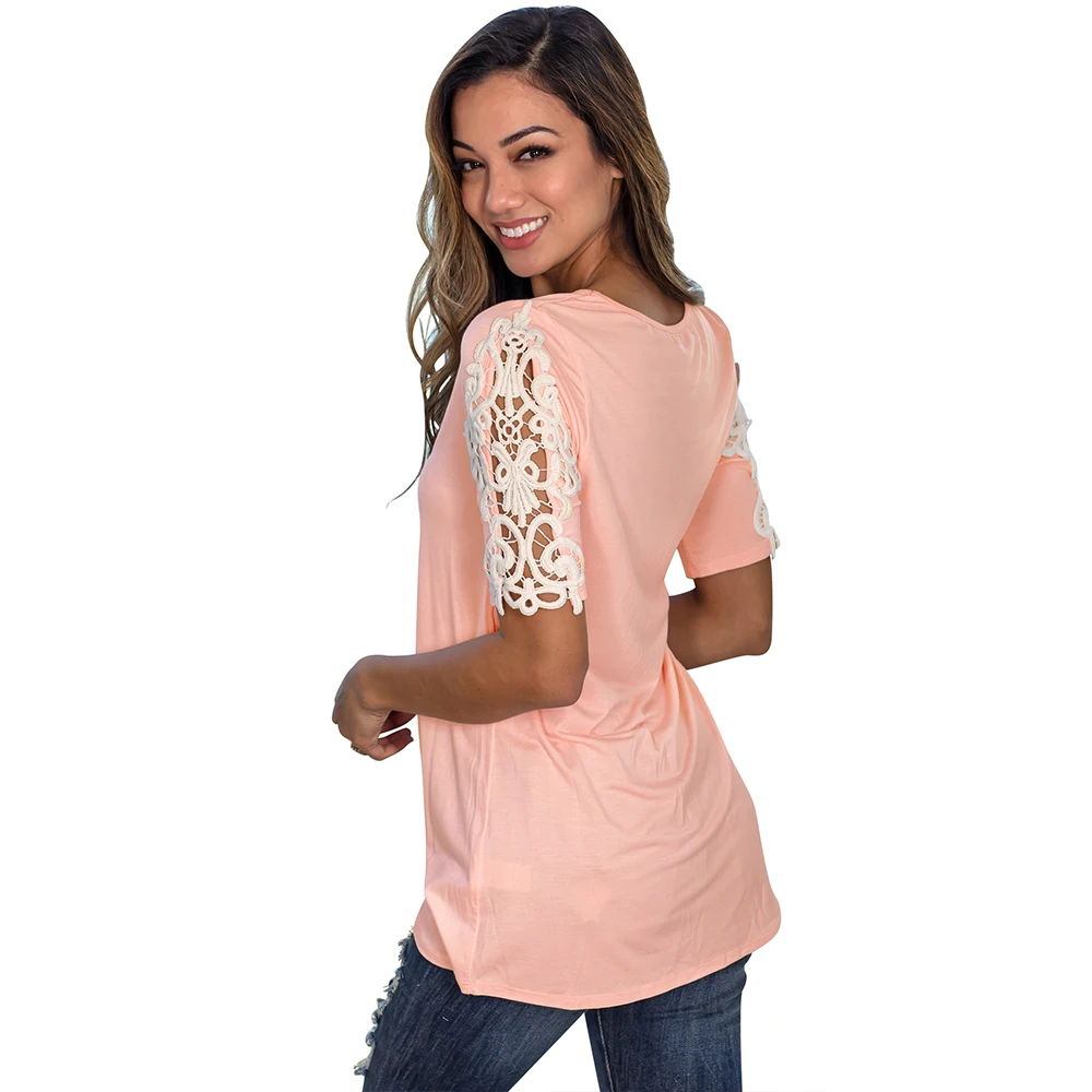 Футболка женская кружевная в стиле пэчворк свободная повседневная одежда с