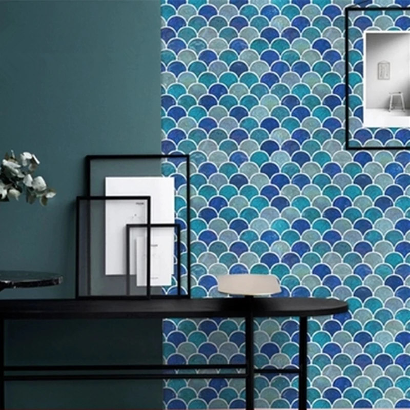 Стеклянная мозаика в форме веера средиземноморском стиле глазурованная