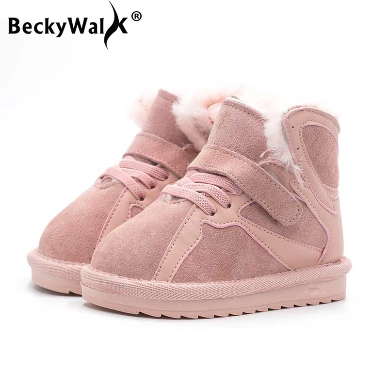 Детские зимние ботинки BeckyWalk из натуральной кожи для девочек и мальчиков отдыха