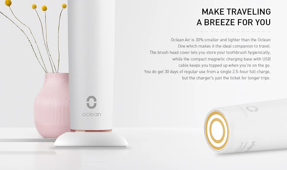 Oclean Air перезаряжаемая звуковая электрическая зубная щетка интеллектуальное приложение/WeChat управление с чувствительной к давлению кнопкой