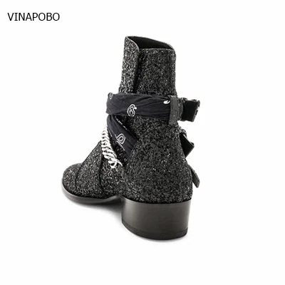 VINAPOBO/Брендовые мужские ботинки из натуральной кожи в британском стиле; простые черные ботинки «Челси» с острым носком и цепочками; мужские повседневные ботильоны на плоской подошве