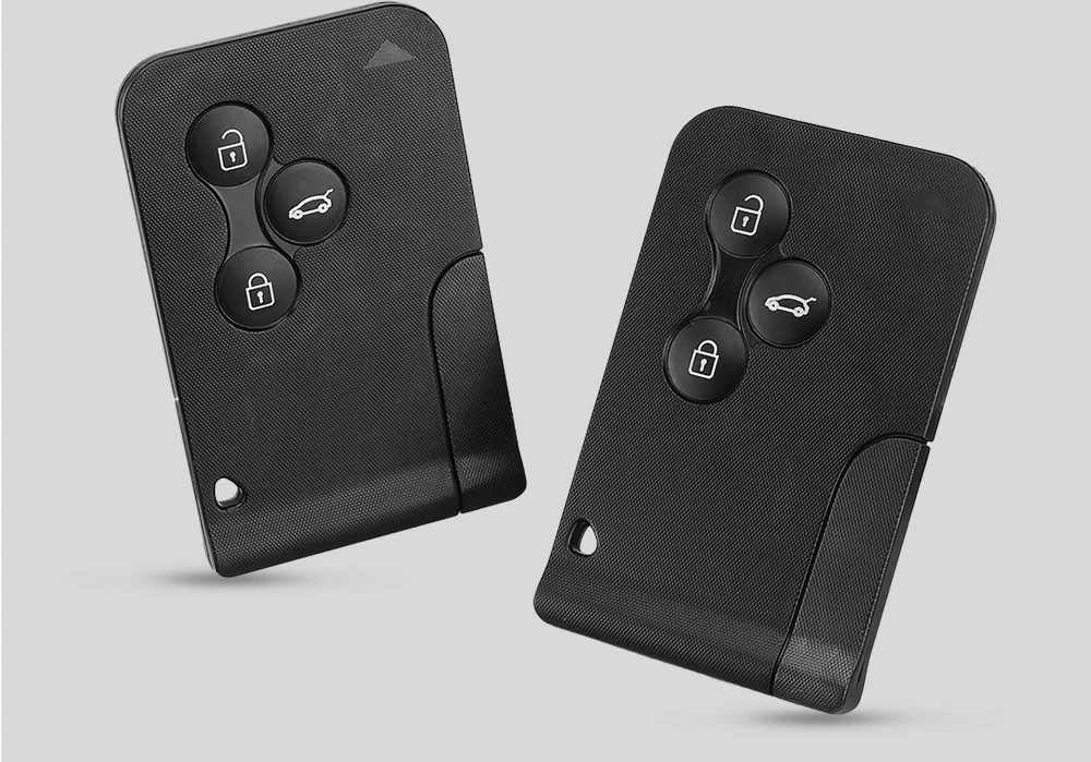 KEYYOU смарт-карта с 3 кнопками для Renault Clio Logan Megane 2 3 Koleos Scenic чехол для карт черный Автомобильный Брелок с маленьким ключом
