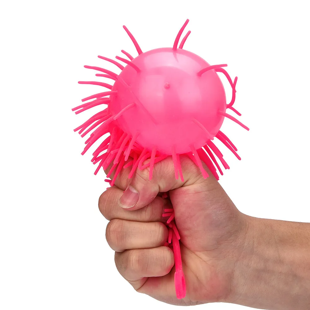 Мигающий шарики иглобрюхи Сжимаемый стресс Squishy игрушка шар для снятия стресса