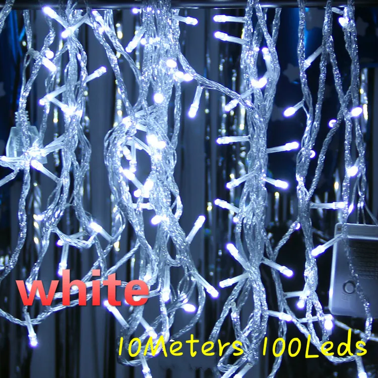 white 220 В, 10 м, 100 светодиодов, разноцветные огни для свадьбы, дня рождения, вечерние украшения, торжества, свадеб, мероприятий, вечерние, домашний декор, Рождество, led - Цвет: white