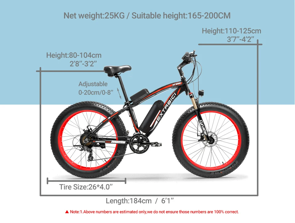 Extrbici XF660 500 Вт 48 в электрический мужской горный велосипед 4,0 дюймов Fat Tire дисковый тормоз пляжный снегоход регулируемый вынос обновленный