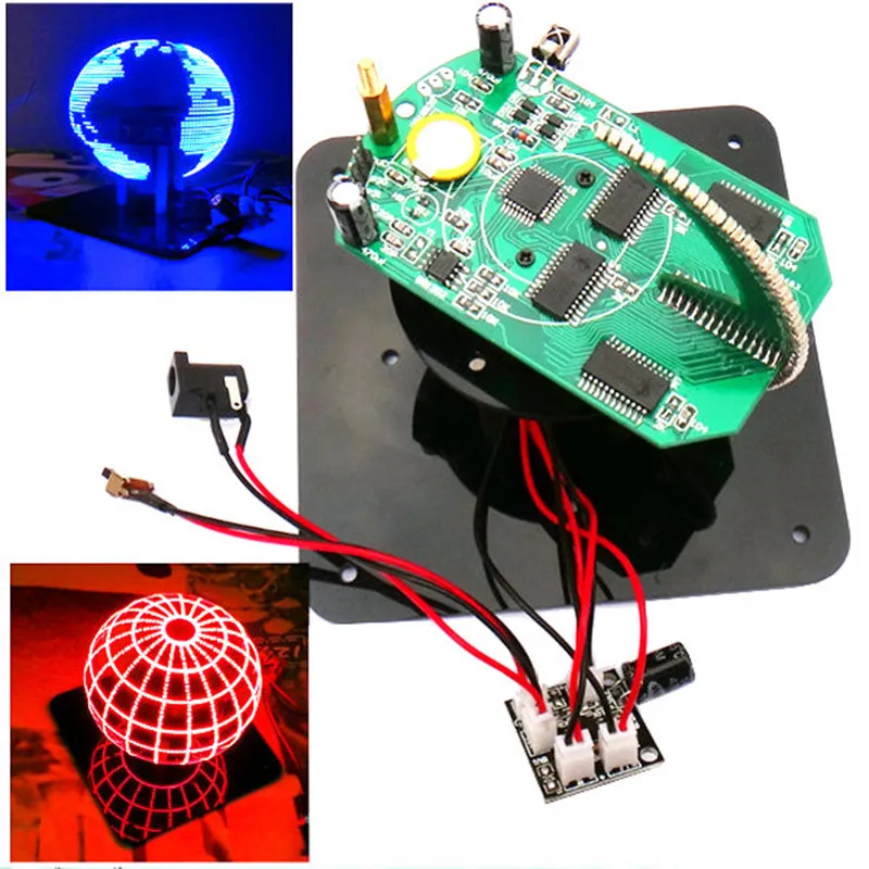 

CLAITE Spherical Rotating LED Kit DIY LED Modules POV Soldering Training Kit Blue And Red Light