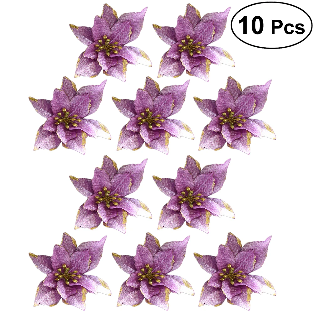 10pcs 13cm Glitter Artificial Wedding Christmas Flowers XMAS Tree Wreaths Decor Ornament | Дом и сад