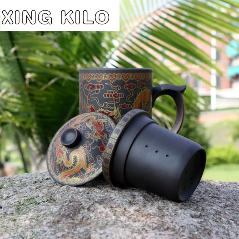Большой чайный сервиз XING KILO фиолетовый Puɾr керамическая крышка для стаканчиков