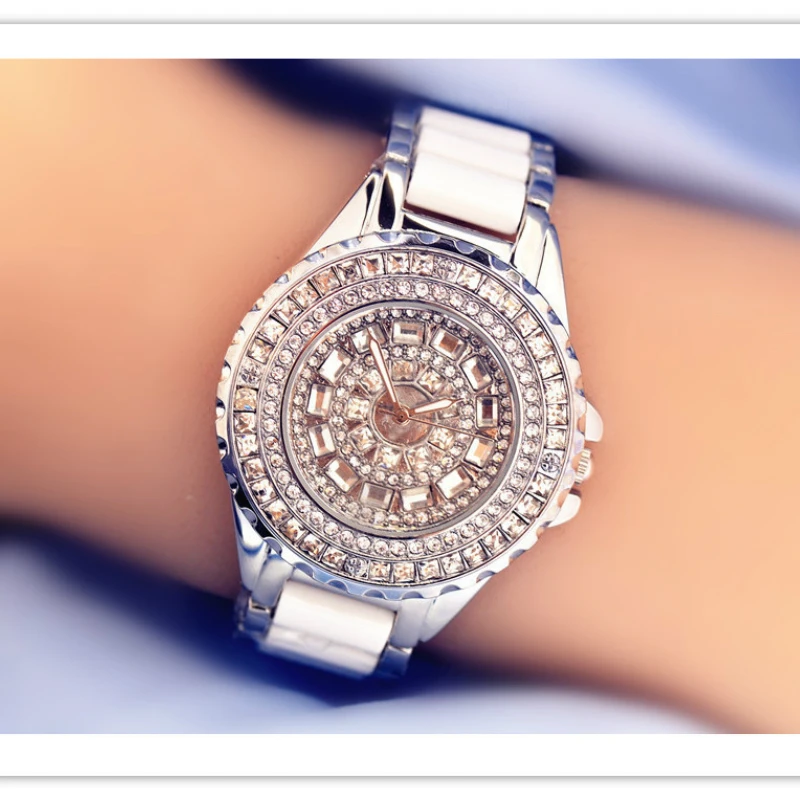 Silver Керамическое платье женские часы reloj mujer кварцевые часы Роскошные розовое золото женские наручные часы женский браслет часы Relogio Feminino - Цвет: Silver