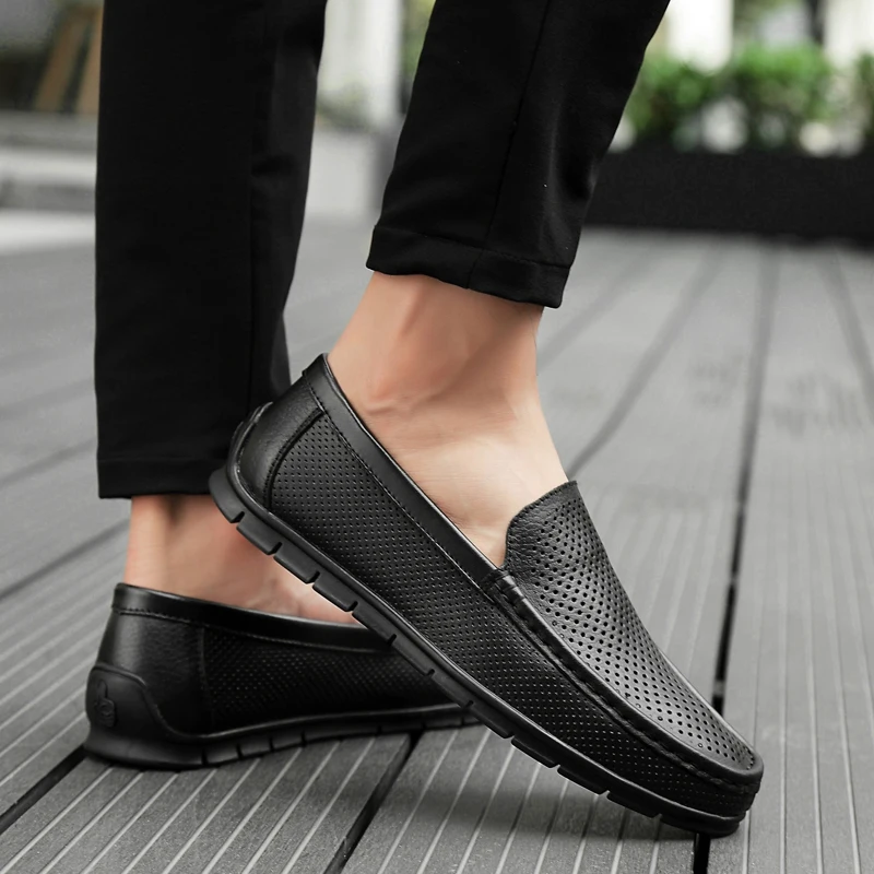 

Men's Loafers sheos High Quality genuine Cow Leather Man Driving Shoes Casual Moccasins Male Flats Slip On Shoe Men big size 47