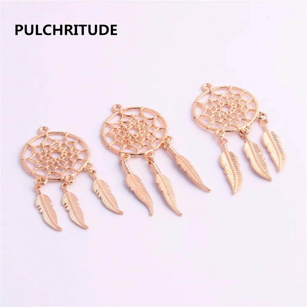 10 шт./лот сплав цинка KC золотое дерево перо Ловец снов амулеты Изготовление
