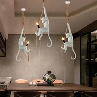 modern blackwhite monkey pendant lights modern hemp rope replicas seletti hanging lamp dining room loft industrial home decor