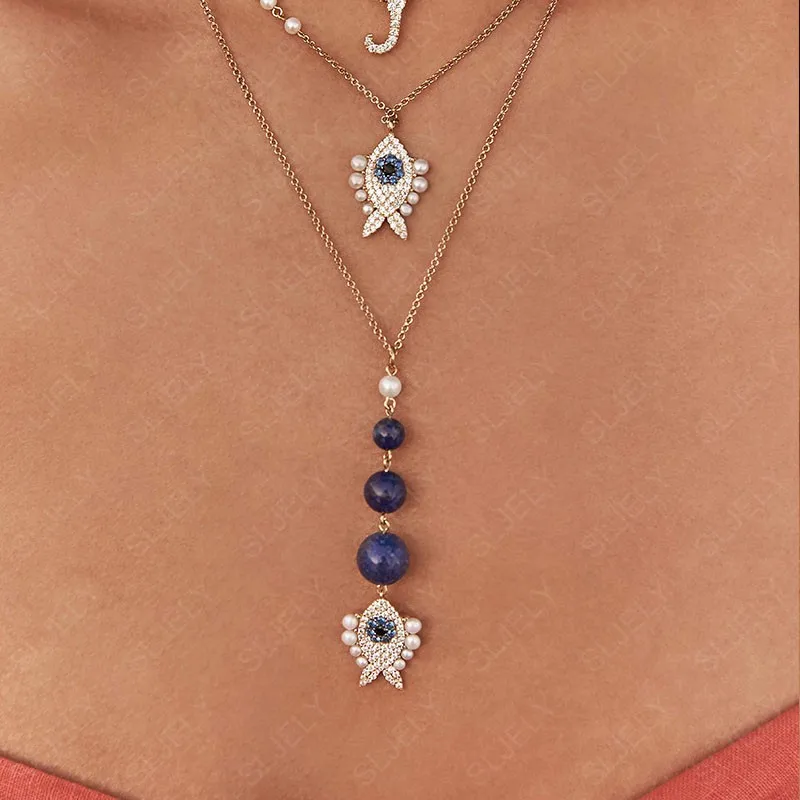 Женское ожерелье из серебра 925 пробы с камнями|Ожерелья| |