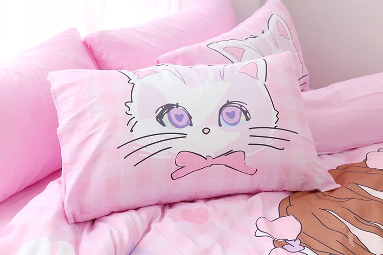 

Cartoon Lovely Girl 100% Cotton Bedding Set Duvet Cover Bed Linen Bed sheet Pillowcases Full Queen Size 4pcs Gifts for children