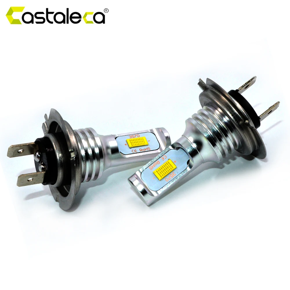 Castaleca 1 пара H7 Светодиодные Автомобильные противотуманные фары передний указатель поворота фары 3000LM 6000 К CANBUS 12 V 24 V Авто-Стайлинг супер яркий свет