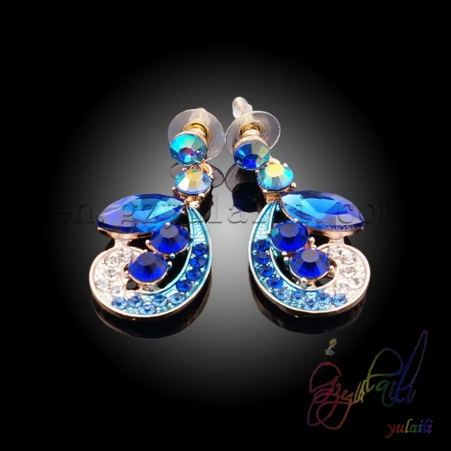 Женщина ювелирные изделия 2016 Белый металл Синий кристалл ожерелья | Украшения и