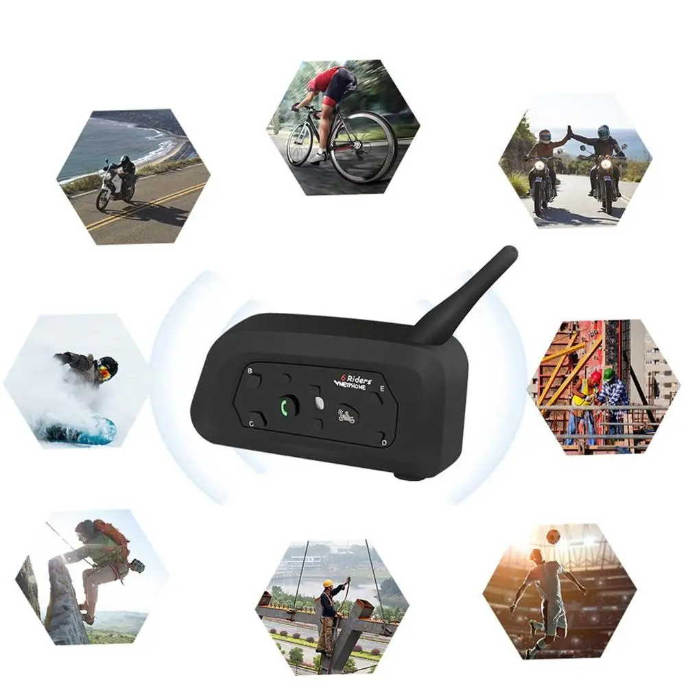2 шт. рация для мотоциклетного шлема 1200 м дуплексная верховой езды V6Pro