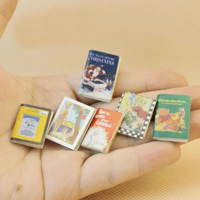 6 шт./компл. кукольный домик мини игрушка модель миниатюры 1:12 аксессуары Кукольный дом мебели деревянные книги Спальня набор украшений