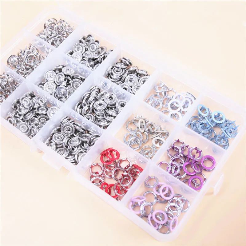 120 комплектов металлических кнопок 9 5 мм 6 цветов застежка для краски с пятью