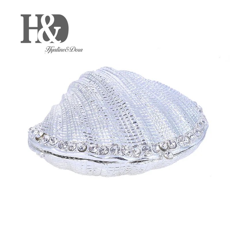 H&D Silver Mussel Hinged Trinket Box Wedding Ring Holder Metal Seashell Figurine for Display|Статуэтки и миниатюры| |