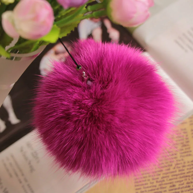 

10cm Nature Genuine Fox Fur Ball Pom Pom Fluffy DIY Winter Hat Skullies Beanies Knitted Cap Pompoms F005-rose