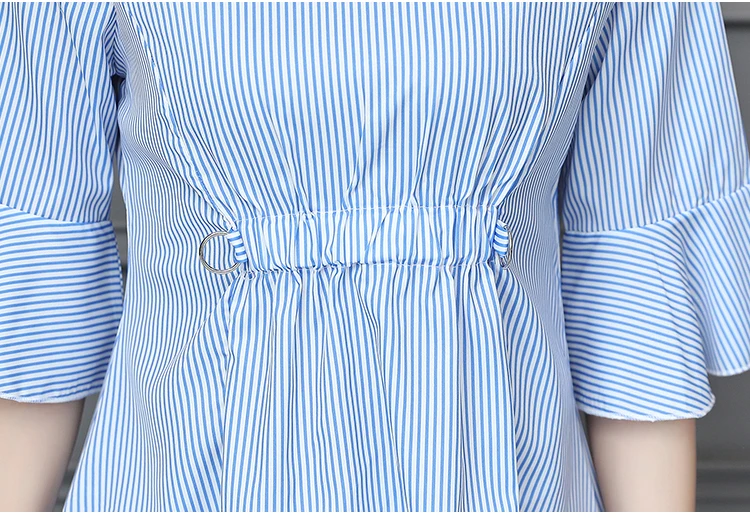 4xl plus big size blusas feminina 2018 korean spring summer style autumn women Stripe chiffon new thin shirts female A4878 | Женская