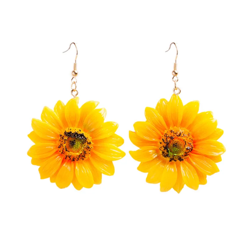 Японские и корейские летние акриловые Подсолнухи хризантема серьги в форме