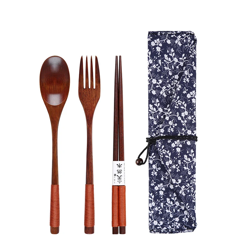 3 шт. японский корейский стиль деревянный набор посуды эко ложки вилки палочки
