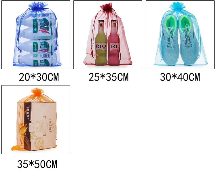 Горячие 1000 шт/партия прозрачные ювелирные сумки 5x7 7x9 9x12 10x15 см органза сумки Рождество/Свадьба/День рождения/подарочные пакеты и пакеты