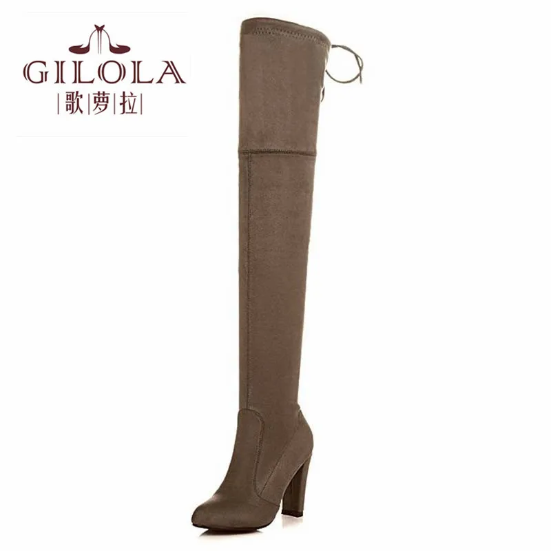 Пикантные женские зимние сапоги из искусственной замши на высоком каблуке