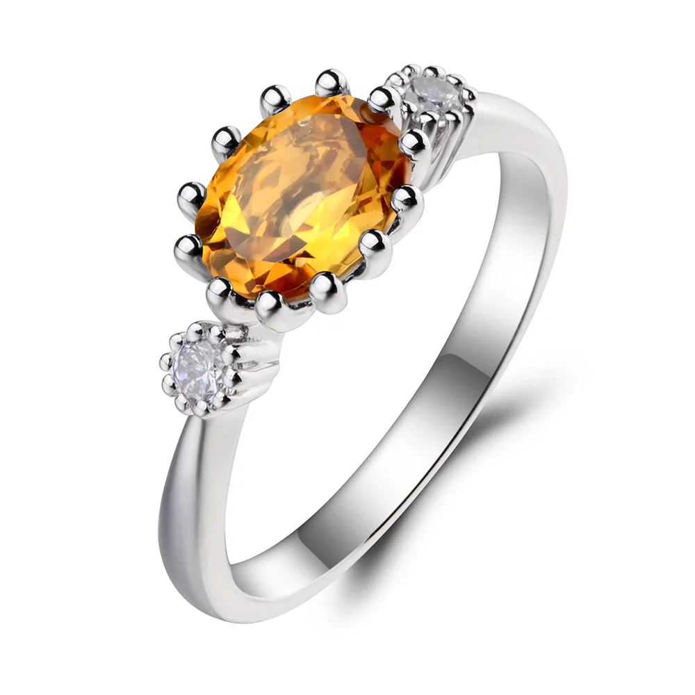 Украшения leige кольцо с натуральным цитрином обручальное овальное желтым
