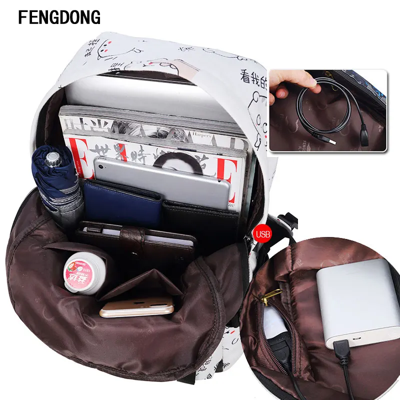 Fengdong Lightweight Canvas Bookbags Water Resistant School Backpacks Most Durable Bag for Teenage Girls and kids | Багаж и сумки