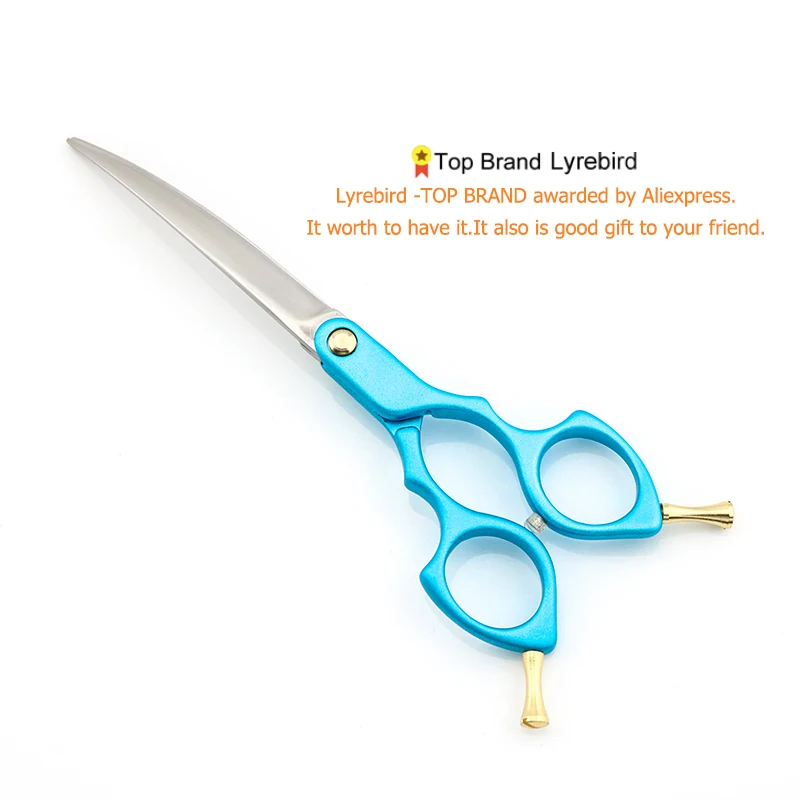 Pet Dog Grooming Scissors Curve 6.5 Inch Curved Multicolor handle light weight Super Japan 440C Lyrebird 5PCS/LOT NEW | Красота и