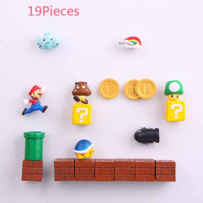 19Pcs 19/41 шт. 3D с изображением персонажа мультфильма «Супер Марио» магниты на холодильник с изображением животных доски стикер магниты на холодильник Детские подарок украшение дома - Цвет: 19Pcs