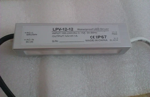 Fedex 100xWaterproof IP67 DC 12V 12W 1A электронный светодиодный драйвер питания адаптер
