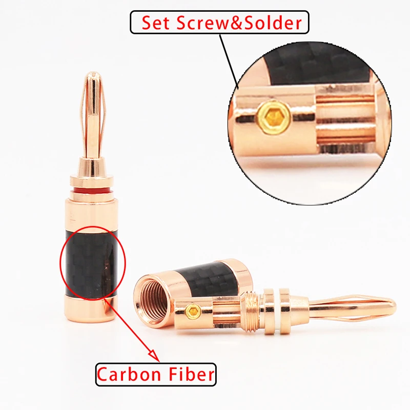 

Carbon Fiber B446GR Carbon Fiber Series Rose Gold Plated Banana connector for speaker cable 4pieces