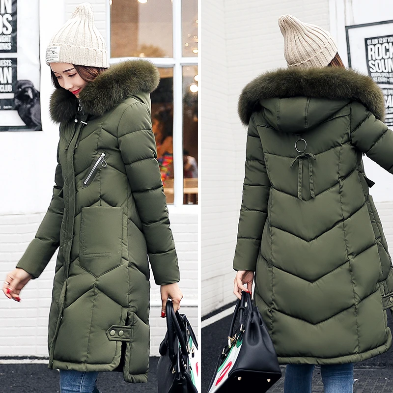 35 Degree Russia Winter Jacket Women Warm Thicken Long Fur Womens Winter Parka Parkas Hooded Female Coat Cotton Padded