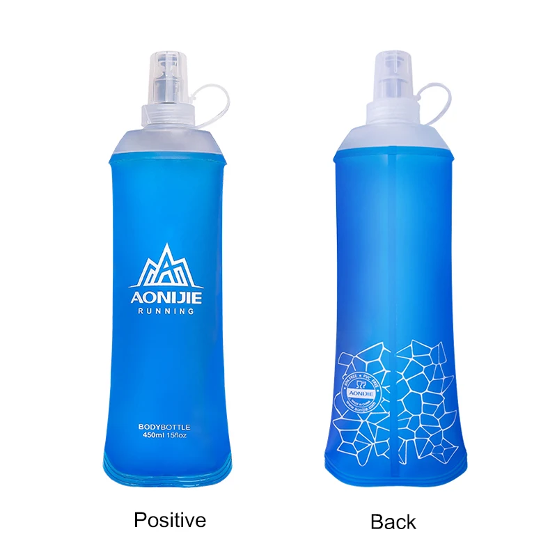 450/500 ML Water Bottle Soft Folding Portable Squeeze Travel Bottles Outdoor Flexible Running Drinkware With Dust-proof Cover