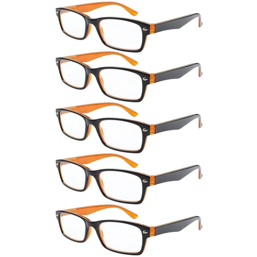 5 pcs Black Yellow R055 Eyekepper 5-Pack весной петли Пластик Очки для чтения для женщин включает в себя Защита от солнца читателей+ 0.00-+ 4.00 - Цвет оправы: 5 pcs Black Yellow