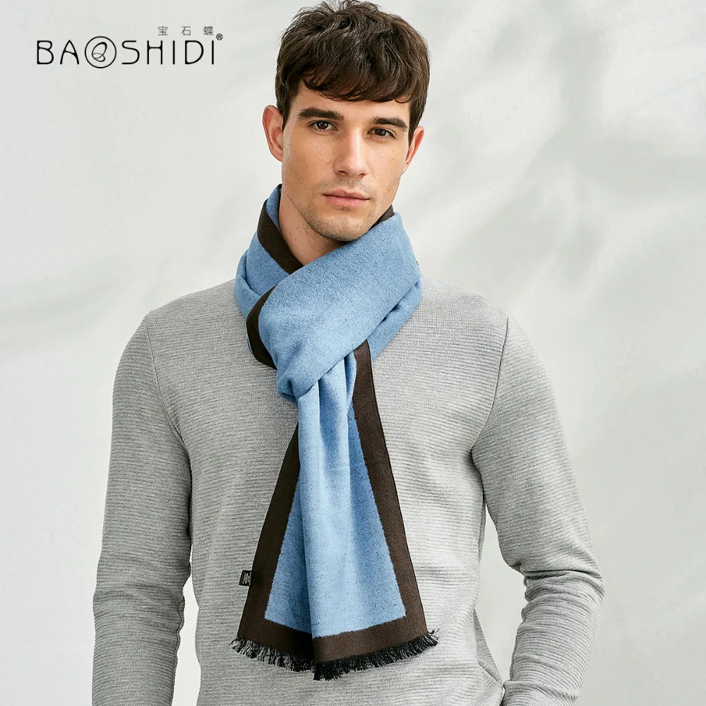 [BAOSHIDI] г. Роскошные брендовые шелк щеткой Джентльмен Шелковый шарф, мода double face Два цвета шелковой ткани щеткой шарф мужчин