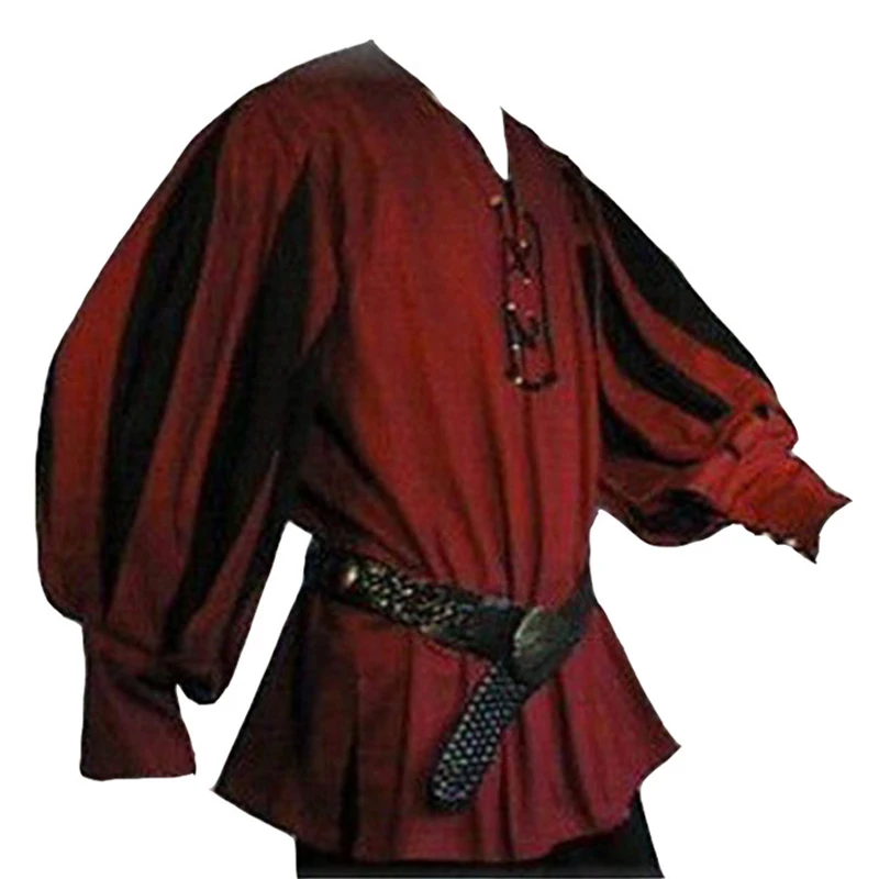 Плюс размер Средневековый Ренессанс мужская туника Викинг Саксон рубашка