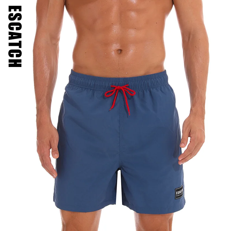 ESCATCH M-4XL мужские пляжные шорты быстросохнущие летняя одежда пляжные шорты песчаные однотонные пляжные шорты 10 цветов - Цвет: Navy blue