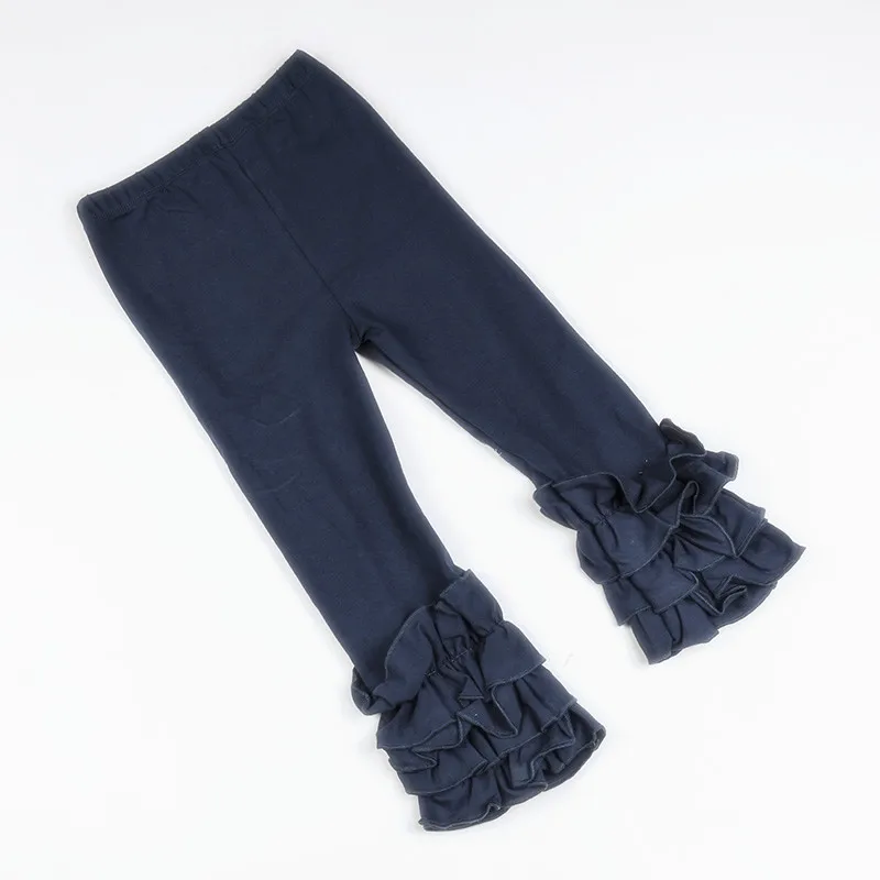 3-Navy blue Мягкий удобный хлопчатобумажный леггинсы для маленьких девочек новые леггинсы ярких цветов для маленьких девочек осенние штаны с оборками для девочек - Цвет: 3-Navy blue