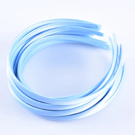 LT BLUE 60 шт./лот, сатиновые повязки для волос DIY, 10 мм, одноцветная ткань, покрытая смоляной повязкой для волос, пластиковые повязки для волос для девочек, повязка для волос для женщин - Цвет: LT BLUE