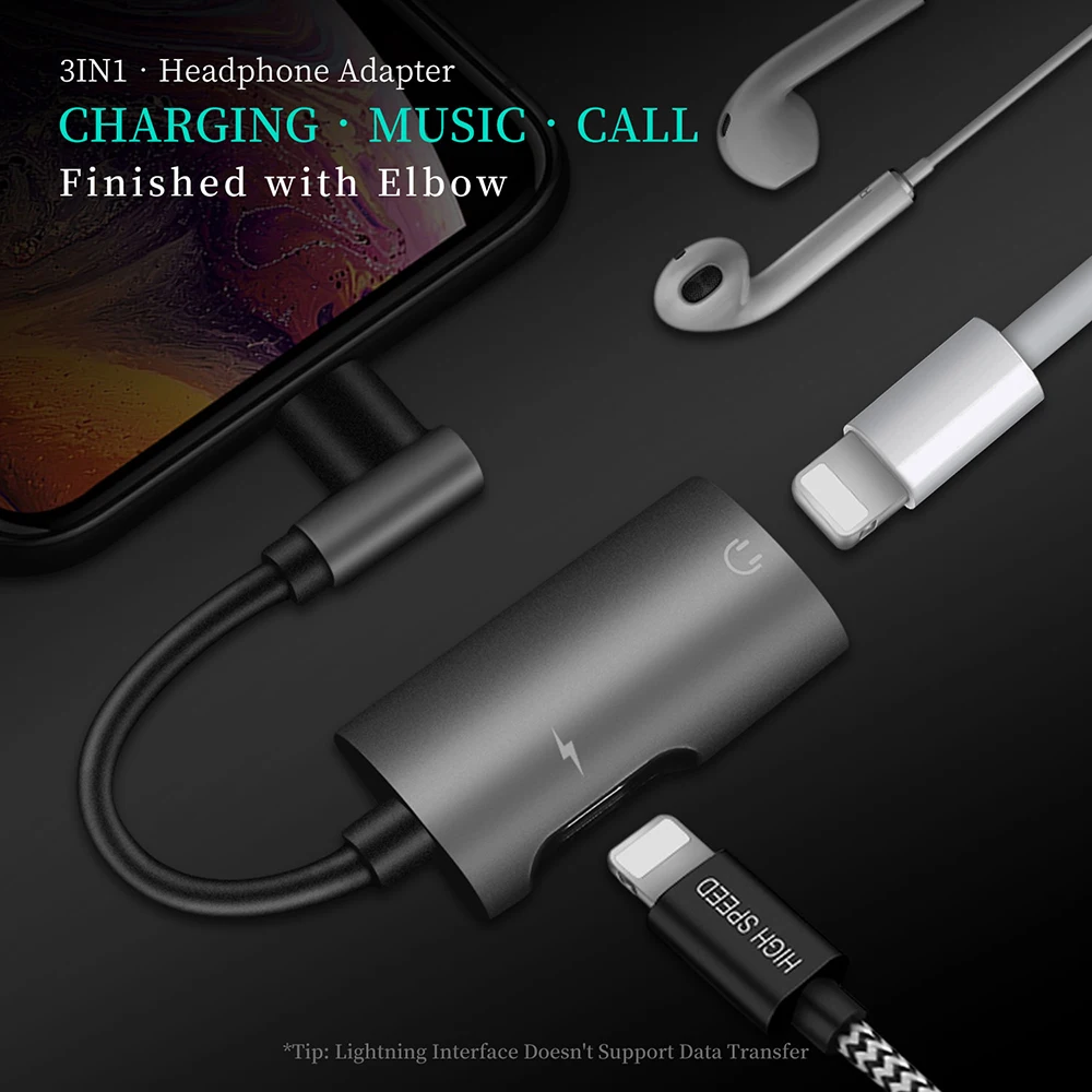 DUX DUCIS 3 в 1 USB адаптер для наушников iPhone Xs Max X 8 7 plus зарядка аудио конвертер Lightning