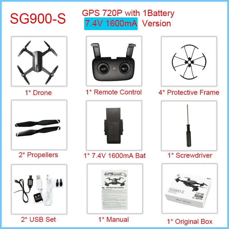 Black720p1BBox Профессиональный gps Дрон с wifi FPV 1080P 720P HD камера SG900S 20minis Flying Follow Me Hold складной Радиоуправляемый Дрон вертолет - Цвет: Black720p1BBox